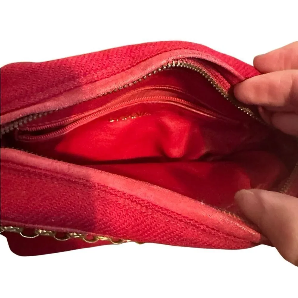 Chanel Quilted Red Crossbody Bag with Gold Chain